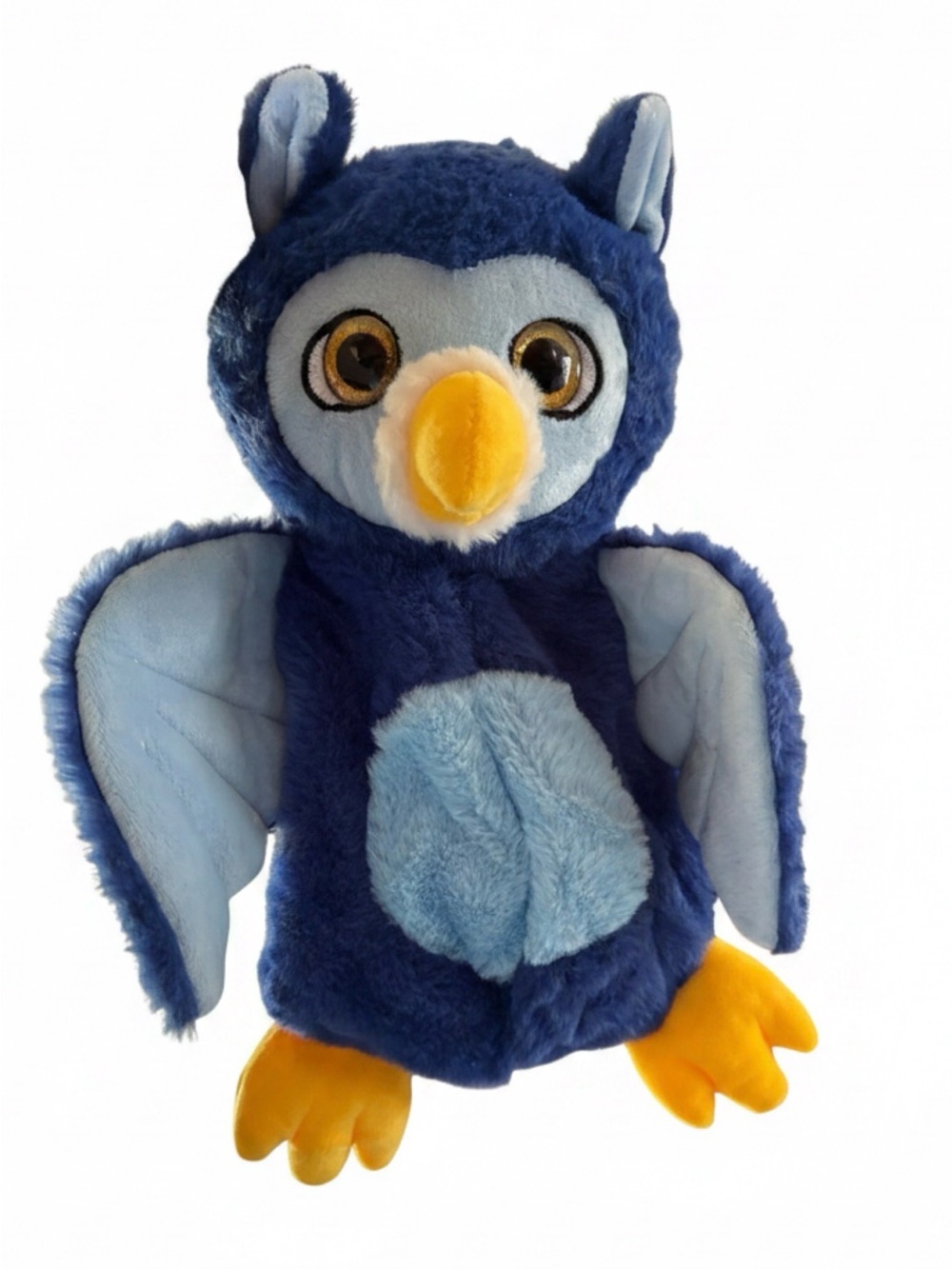 Plush Blue Owl Small Backpack with Pocket In The Back